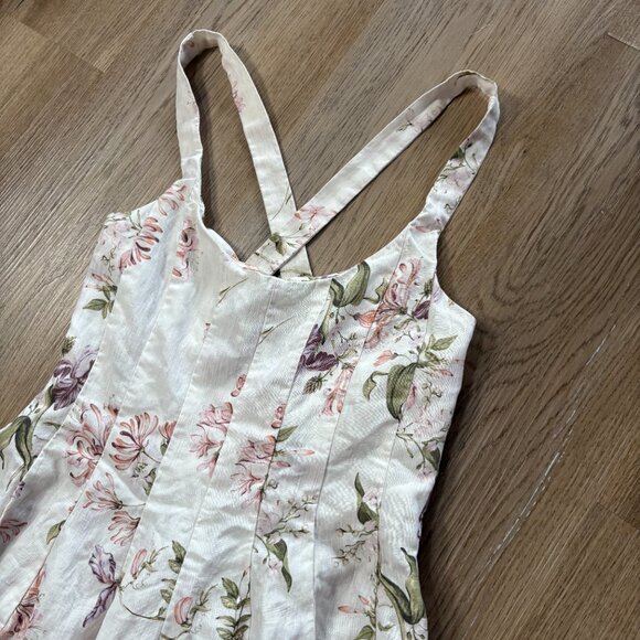 Brock Collection x H&M cream floral cross back midi dress XS 0 2 linen lyocell - Picture 10 of 16